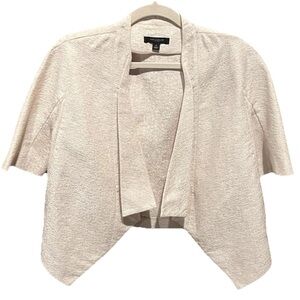 Ann Taylor Cropped High Low Shimmer Open Front Short Sleeve Blazer Jacket S